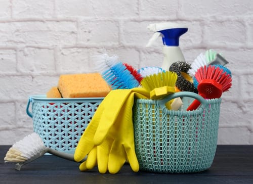 Irma Cleaning team supplies prepared for a recurring cleaning visit in Hanford, California